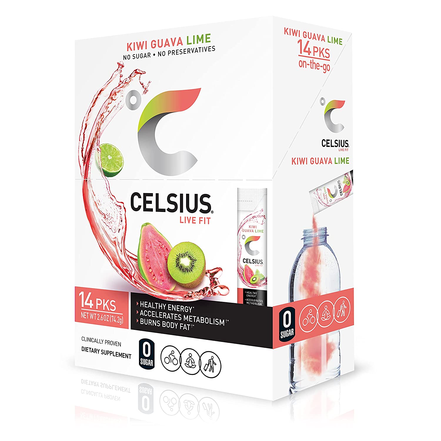 230527213256915_1 CELSIUS Dragonfruit Lime On-the-Go Powder Stick Packs, Zero Sugar (14 Sticks per Pack) - Image 1